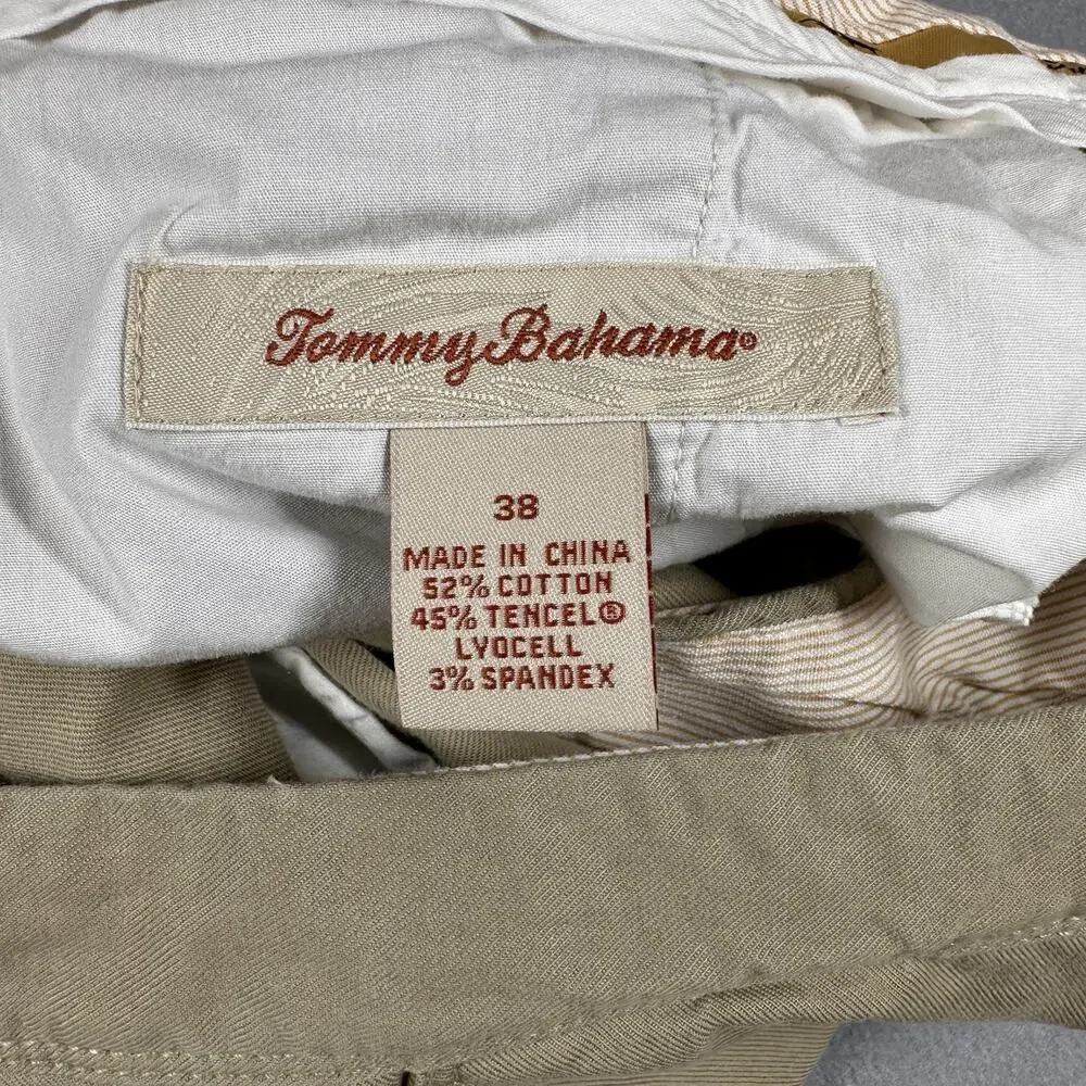 Tommy Bahama Shorts Mens 38 Khaki Beige Stretch Classic Chino Flat Front Casual - Picture 3 of 11